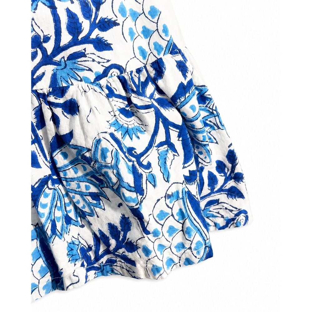 SoLe Mare Sole Amore Blue White Floral Smocked Cotton Mini Dress Large - Picture 7 of 11